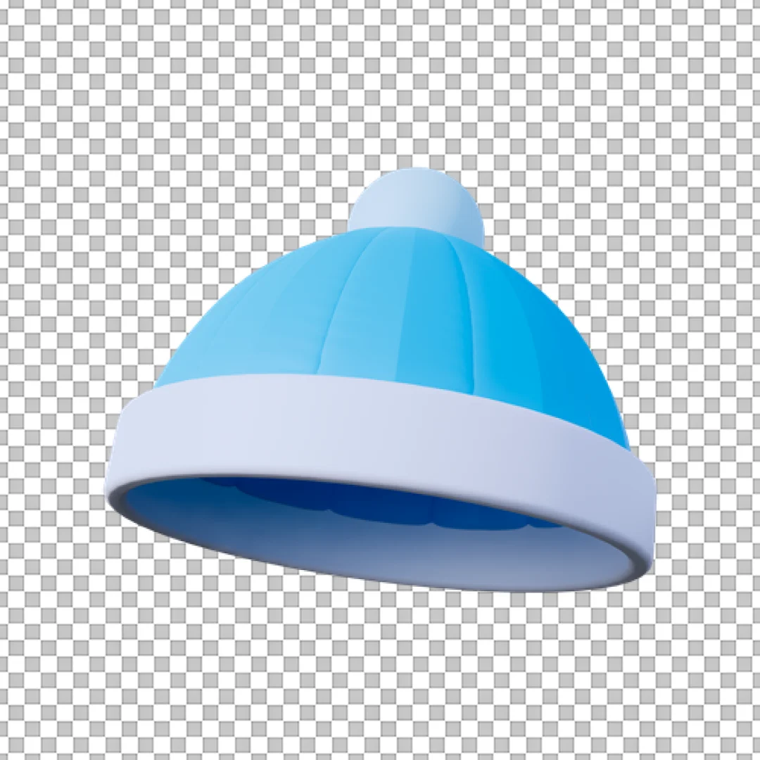 Blue Ribbed Hat White Brim PNG