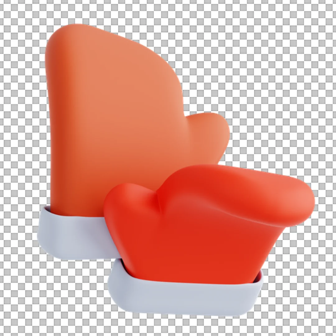 Orange And Red Mittens 3D PNG