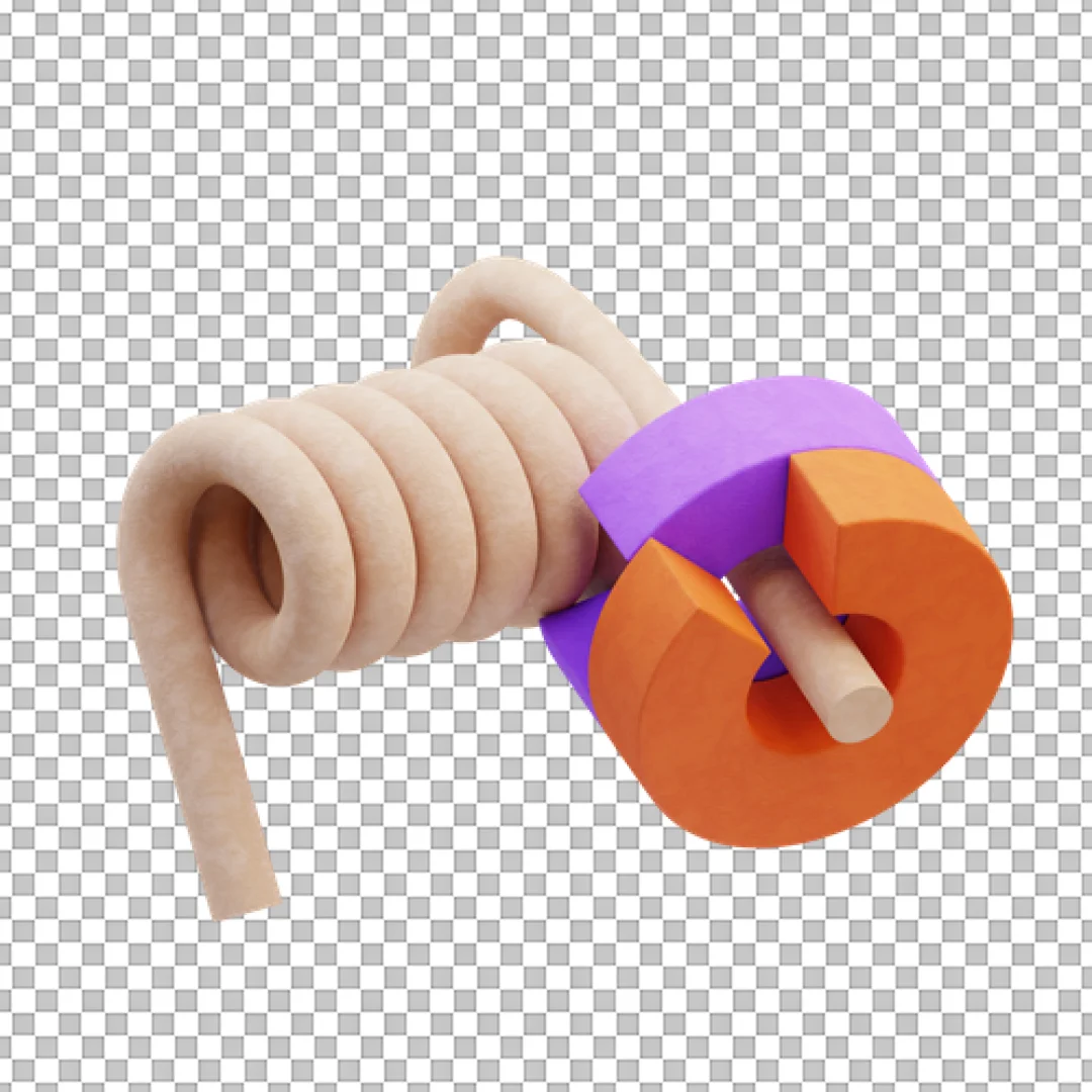 Abstract 3D Icon of Helical Coil Spring and Segmented Torus Shape