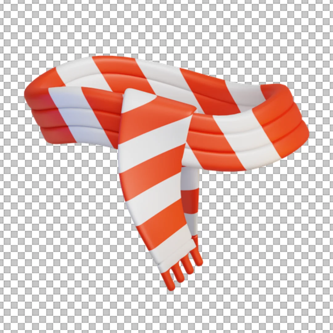 Orange Striped Scarf 3D PNG