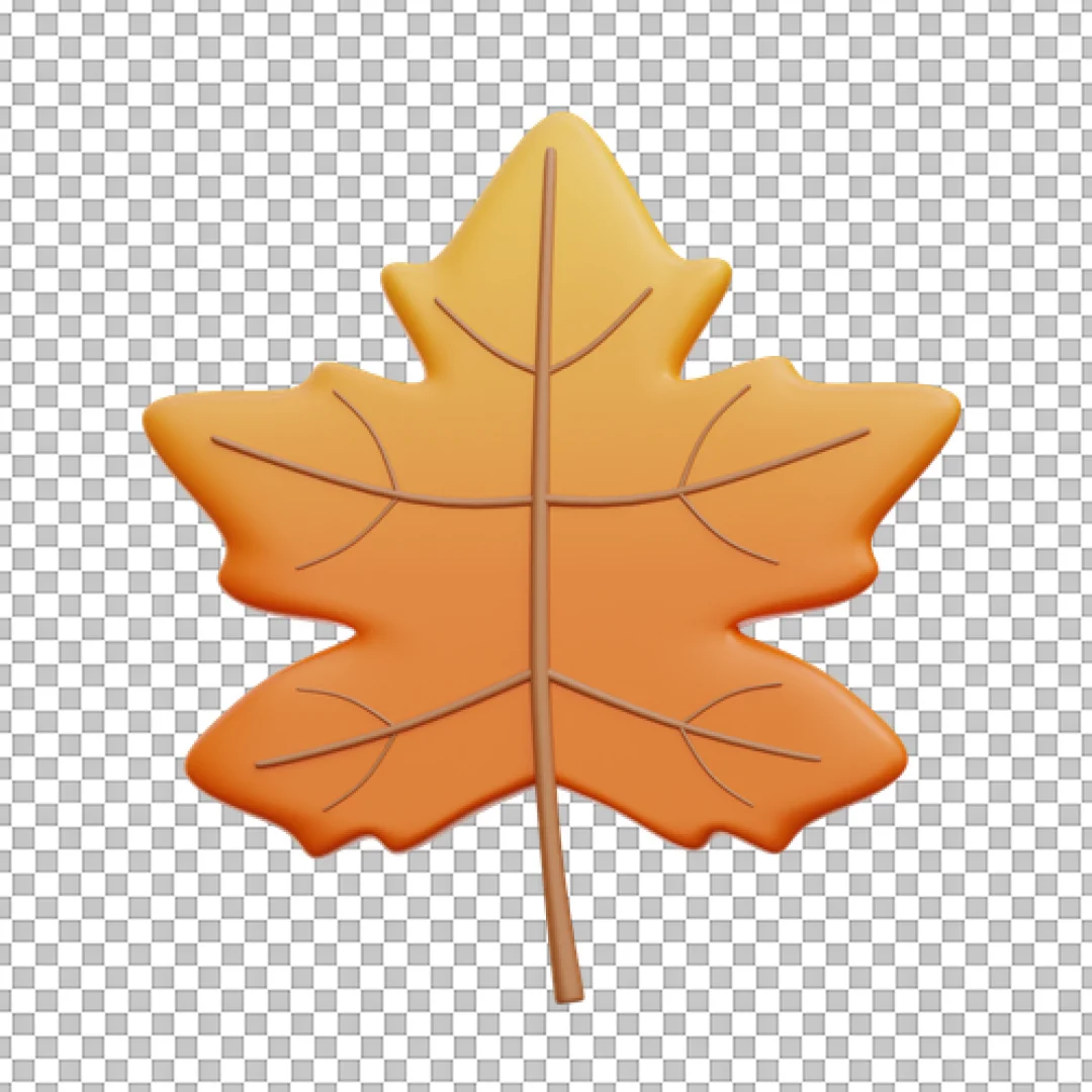 Symmetrical Orange Maple Leaf 3D PNG
