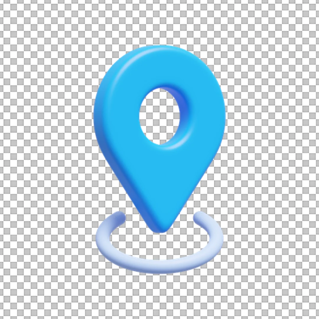 Blue Map Pin With Ring Base PNG