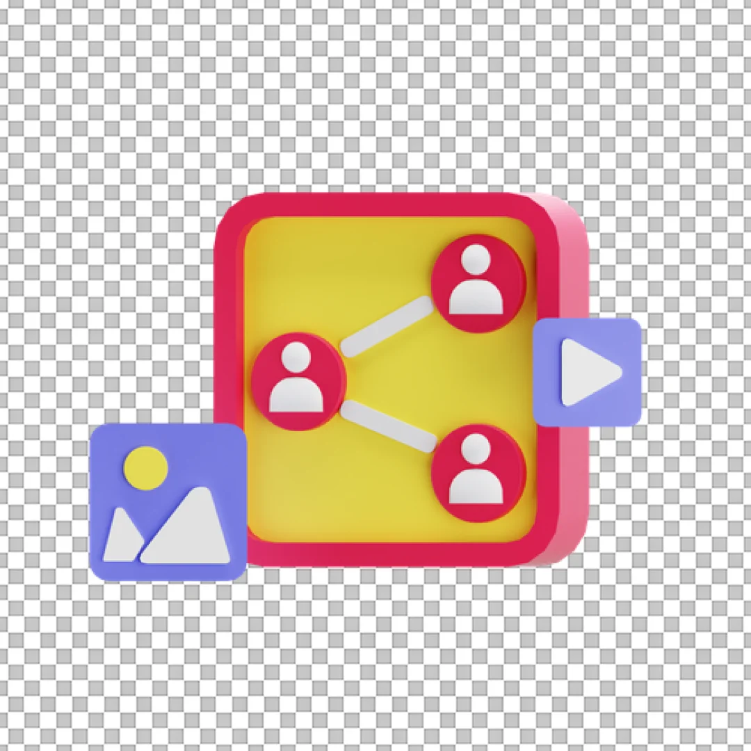 Social Network Connections 3D Icon PNG