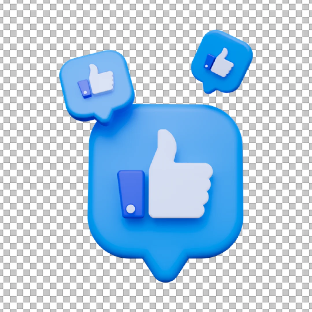 3D Blue Thumbs Up Like Icon PNG