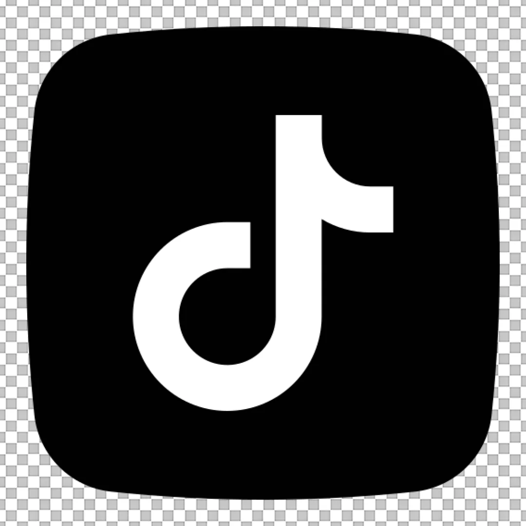 White TikTok Logo Icon on Black Background