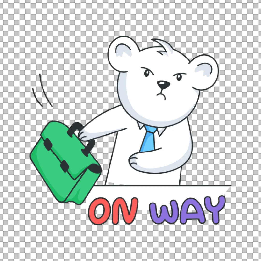 Cartoon Business Bear On Way Sticker PNG