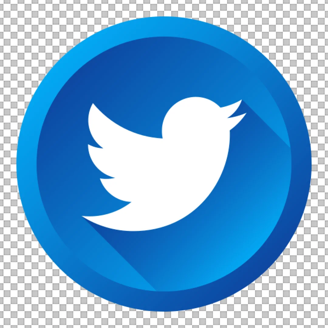 Twitter Social Media Icon, Blue Gradient Button with Bird Logo