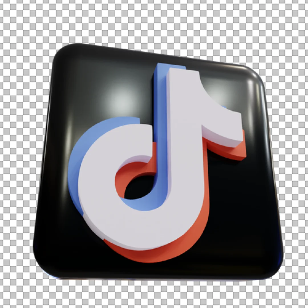 3D Black Square TikTok Logo Icon PNG