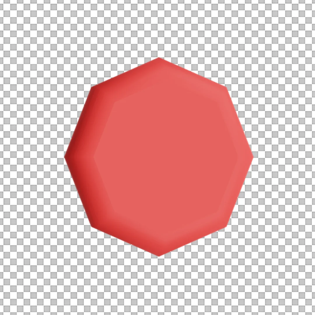 Red Coral Octagonal Solid 3D Icon or Abstract Geometric Shape