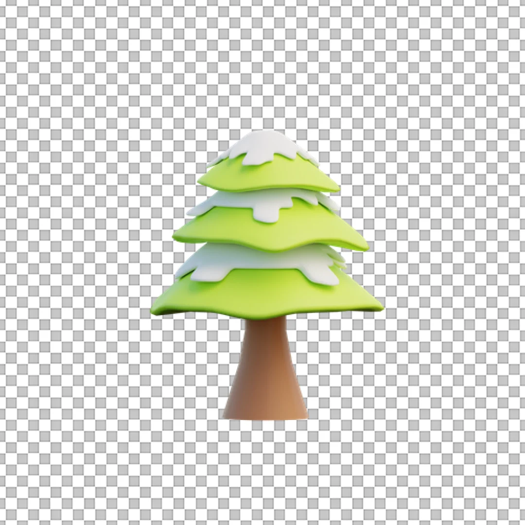 Stylized Green Pine Tree 3D PNG