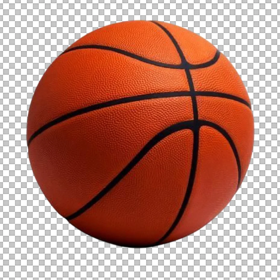 Realistic Orange Basketball Object PNG
