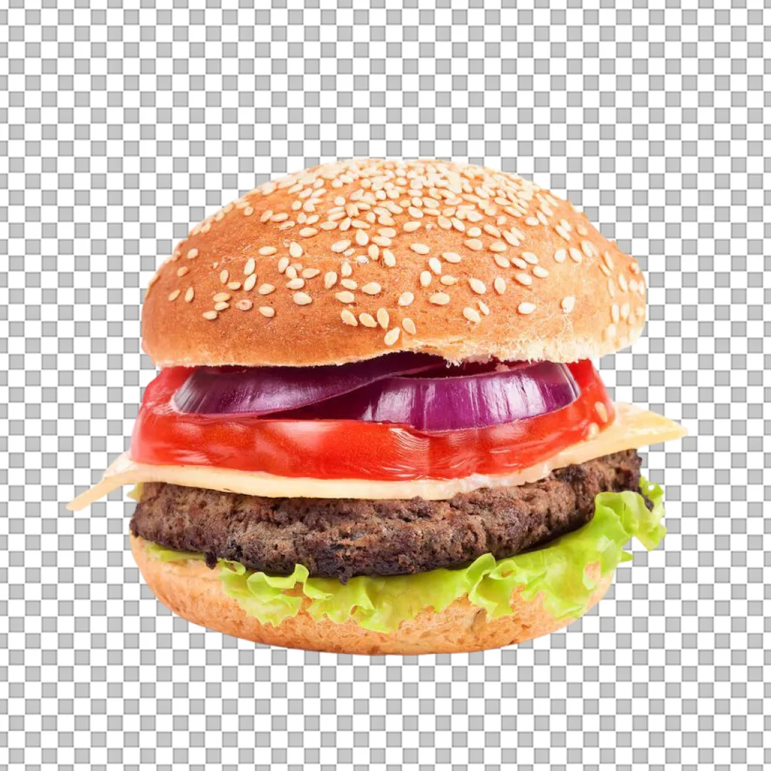 Classic Cheeseburger with Sesame Seed Bun PNG