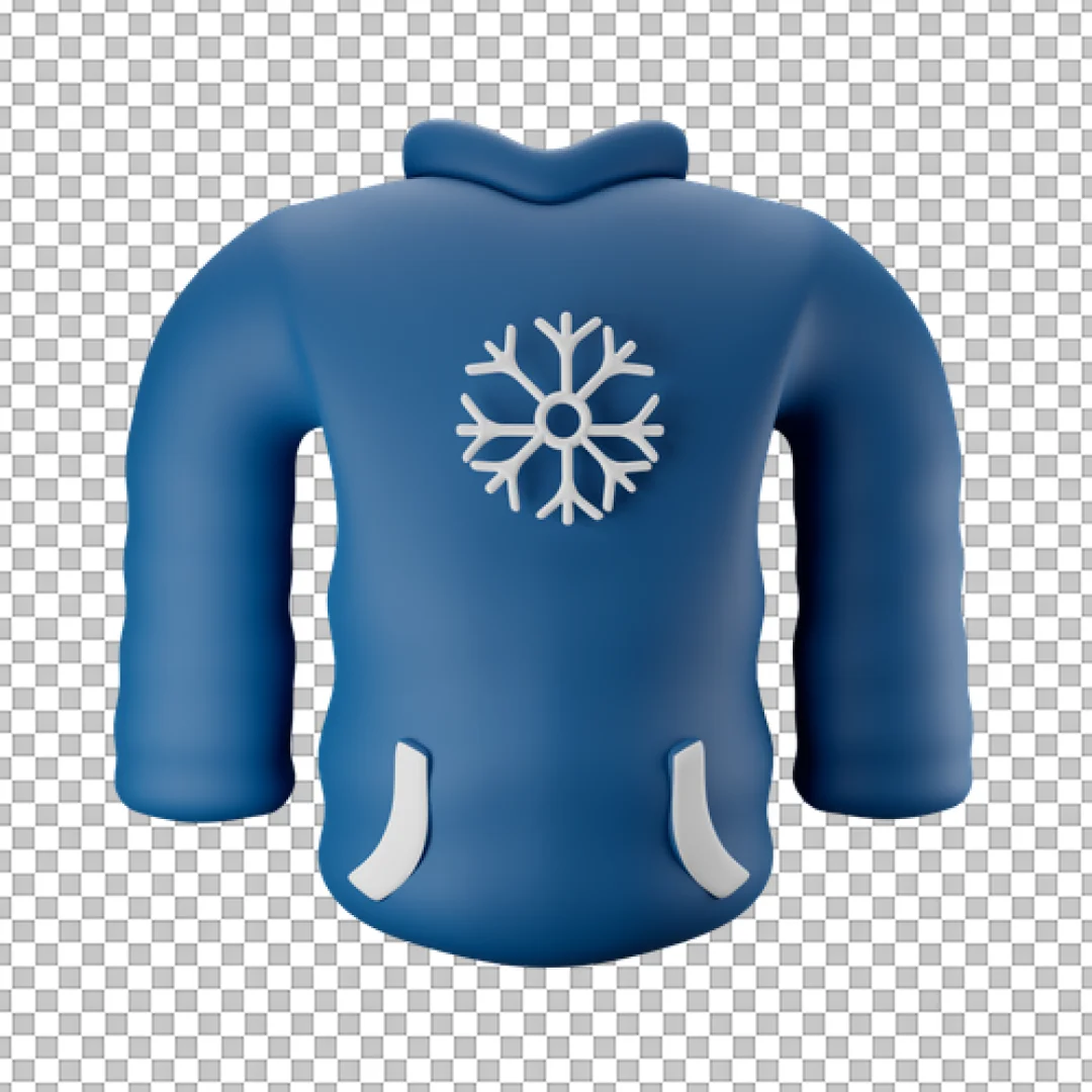 Blue Hoodie With Snowflake 3D Icon PNG