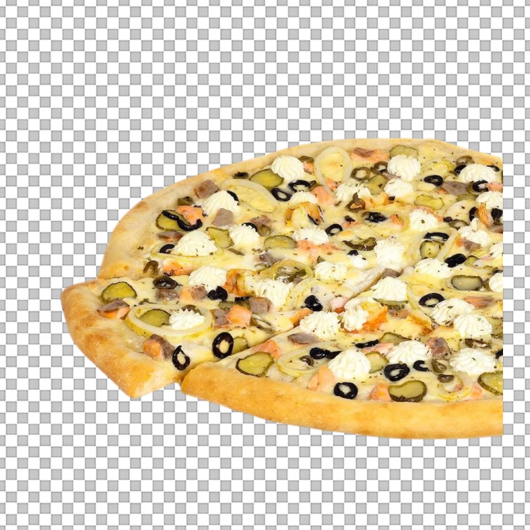 Pizza with Salmon and Pickles PNG