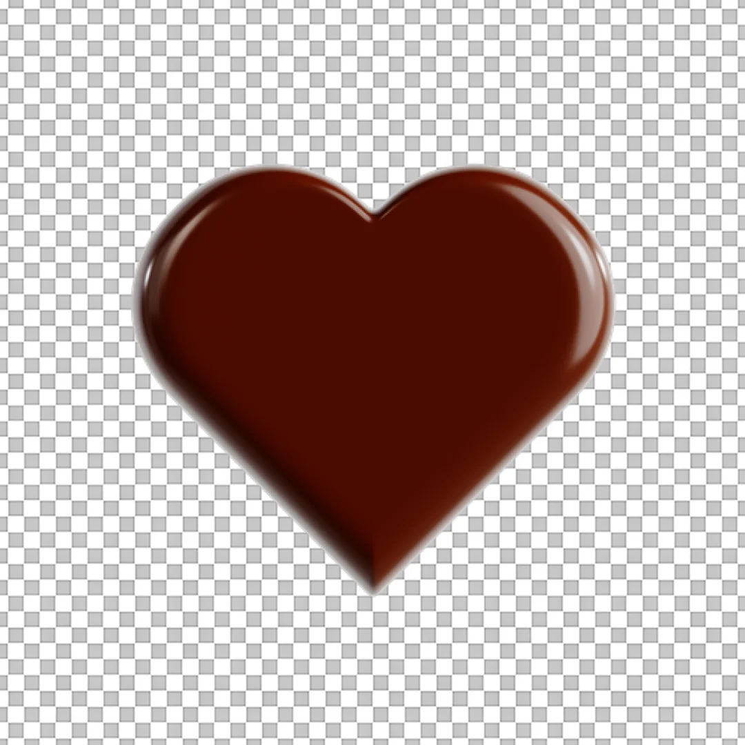 Glossy Dark Brown 3D Heart Icon or Love Emoji Render