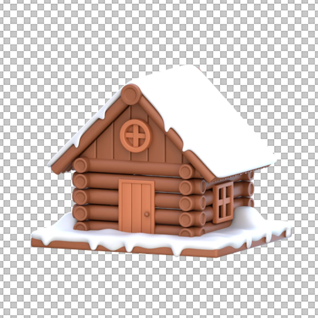 Rustic Log Cabin 3D PNG