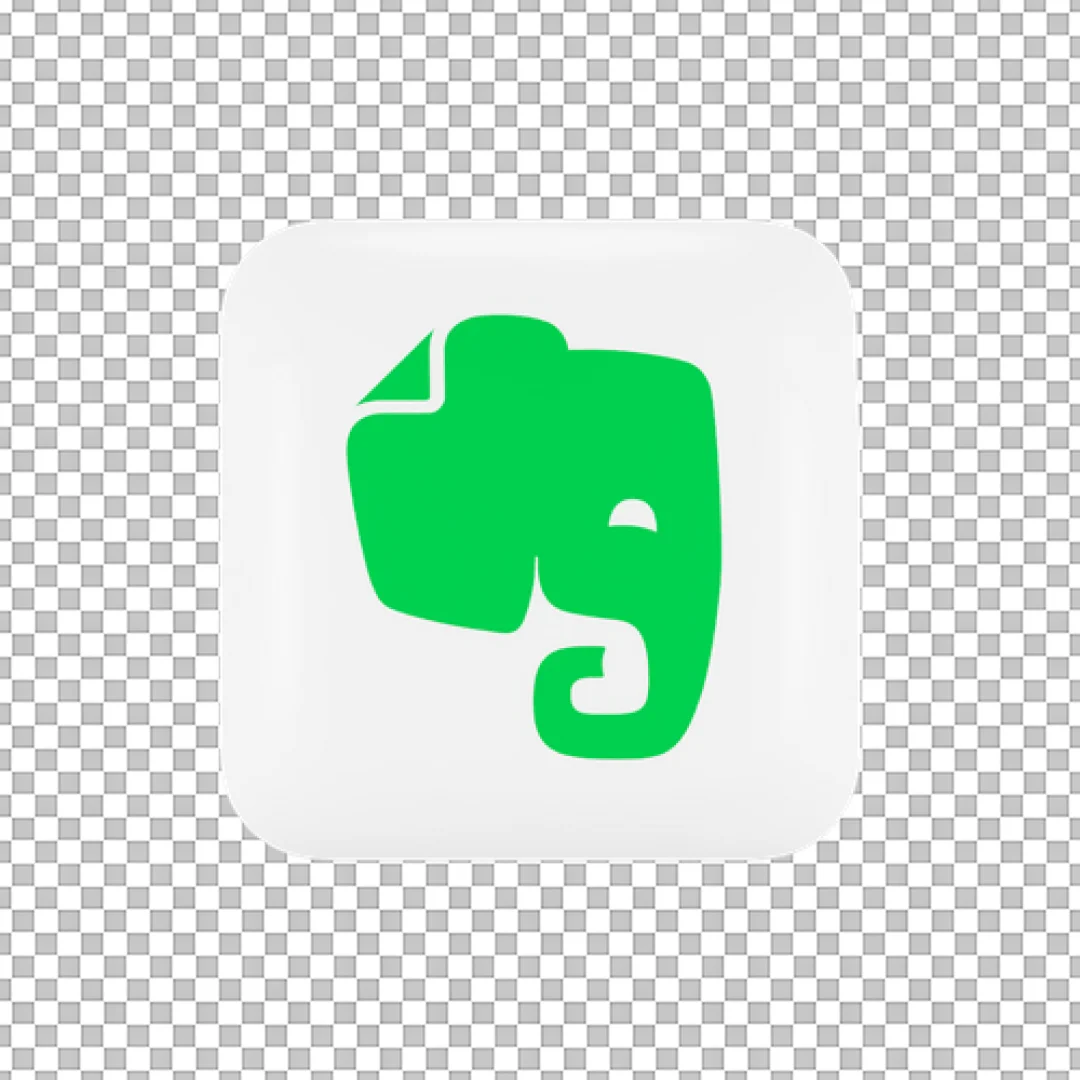 Green Elephant Head Note Logo 3D Icon PNG