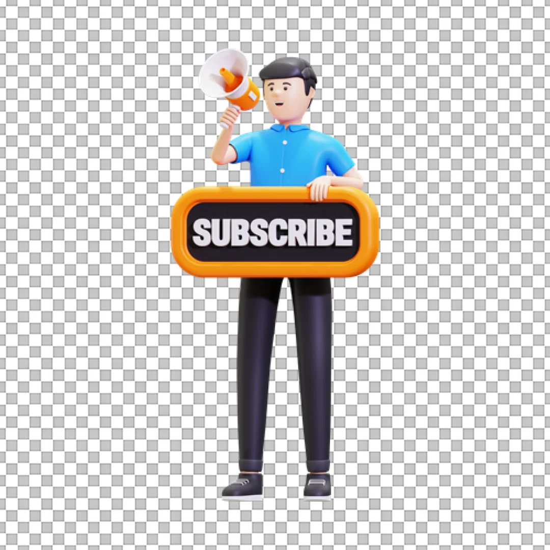 Character With Megaphone And Black Sign PNG