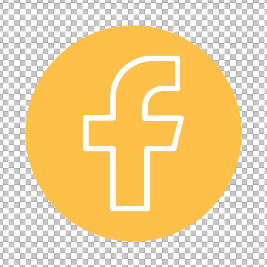 Facebook Social Media Icon in Yellow Circle with White Outline
