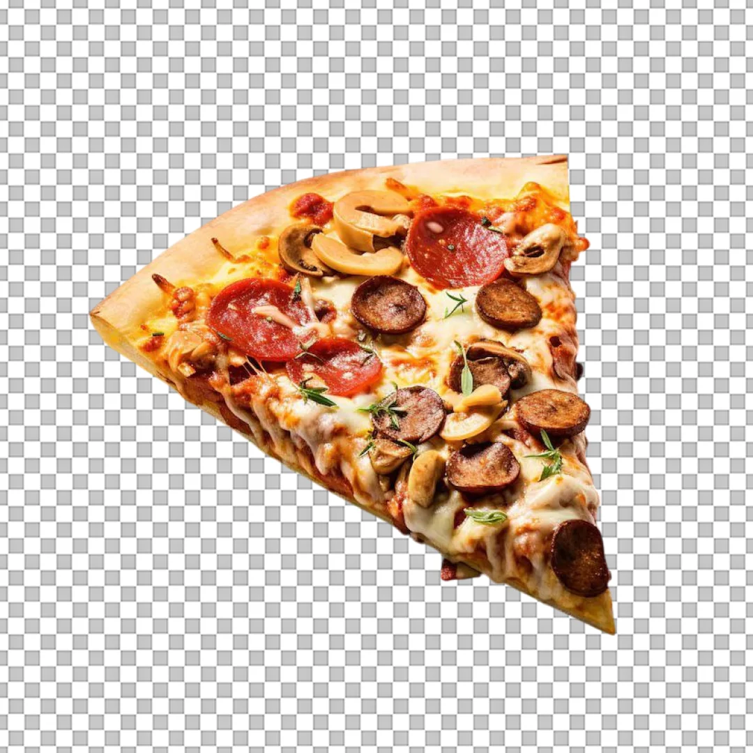 Slice of Pepperoni Mushroom Pizza PNG