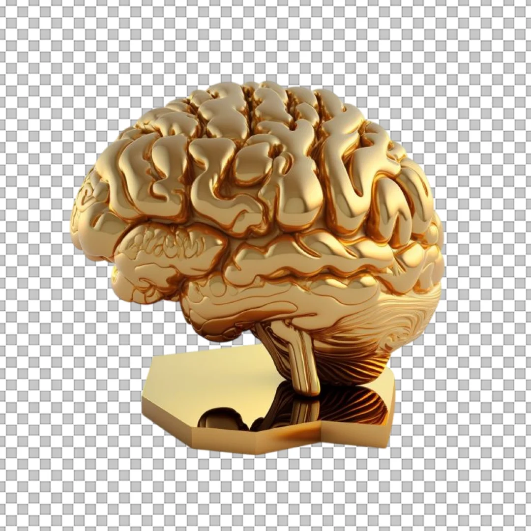 Golden Brain Trophy Icon PNG