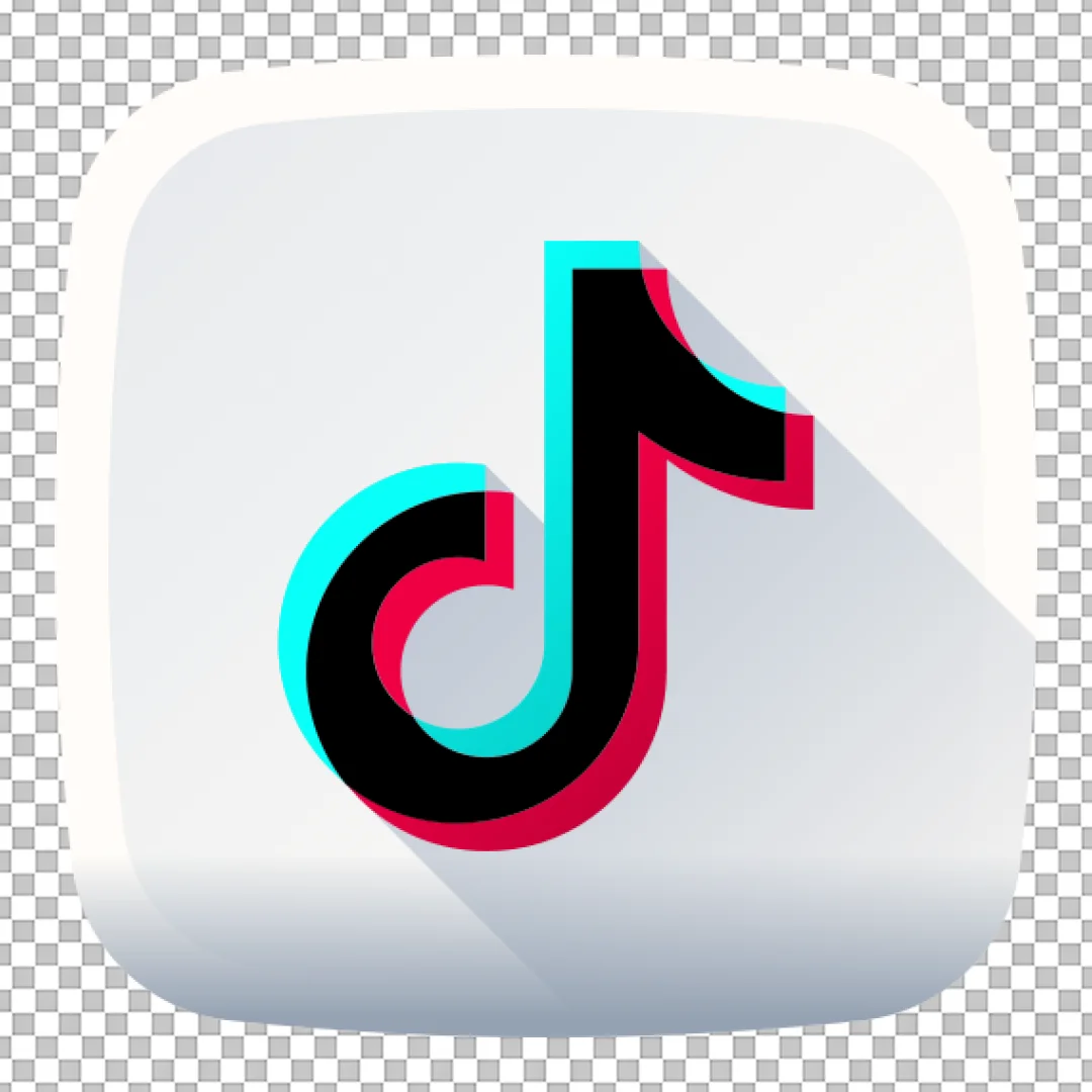 TikTok Social Media App Icon with Glitch Effect and Long Shadow