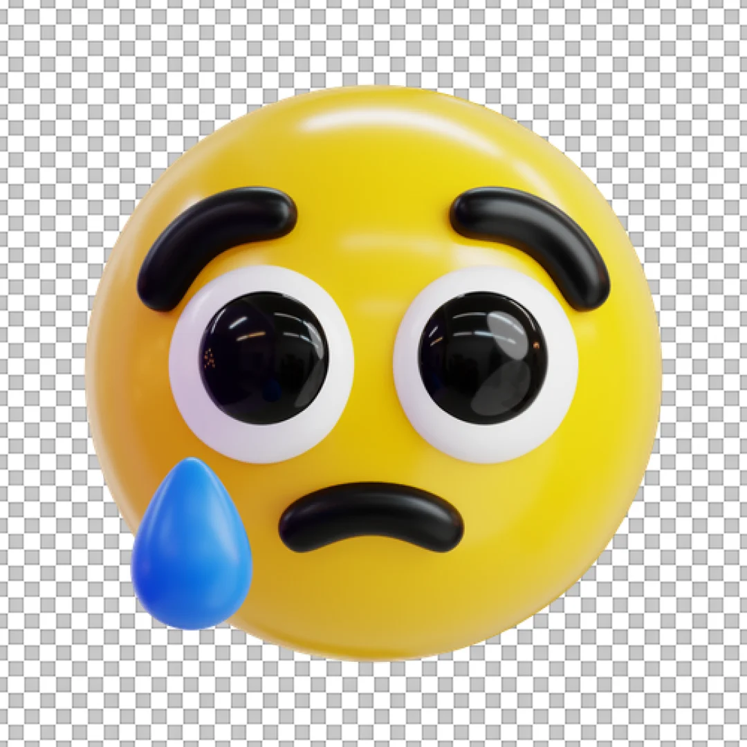 Sad Crying Emoji 3D Icon Render