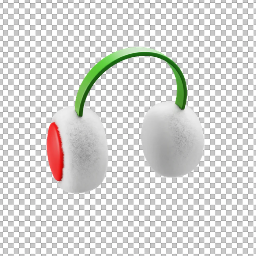 White And Green Earmuffs 3D PNG