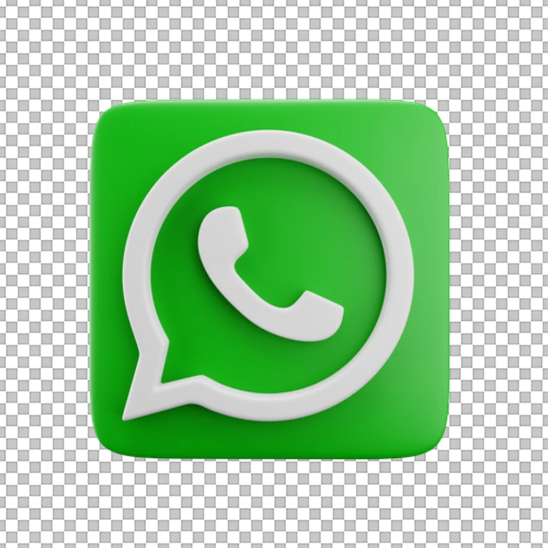 3D Green WhatsApp Square Icon PNG