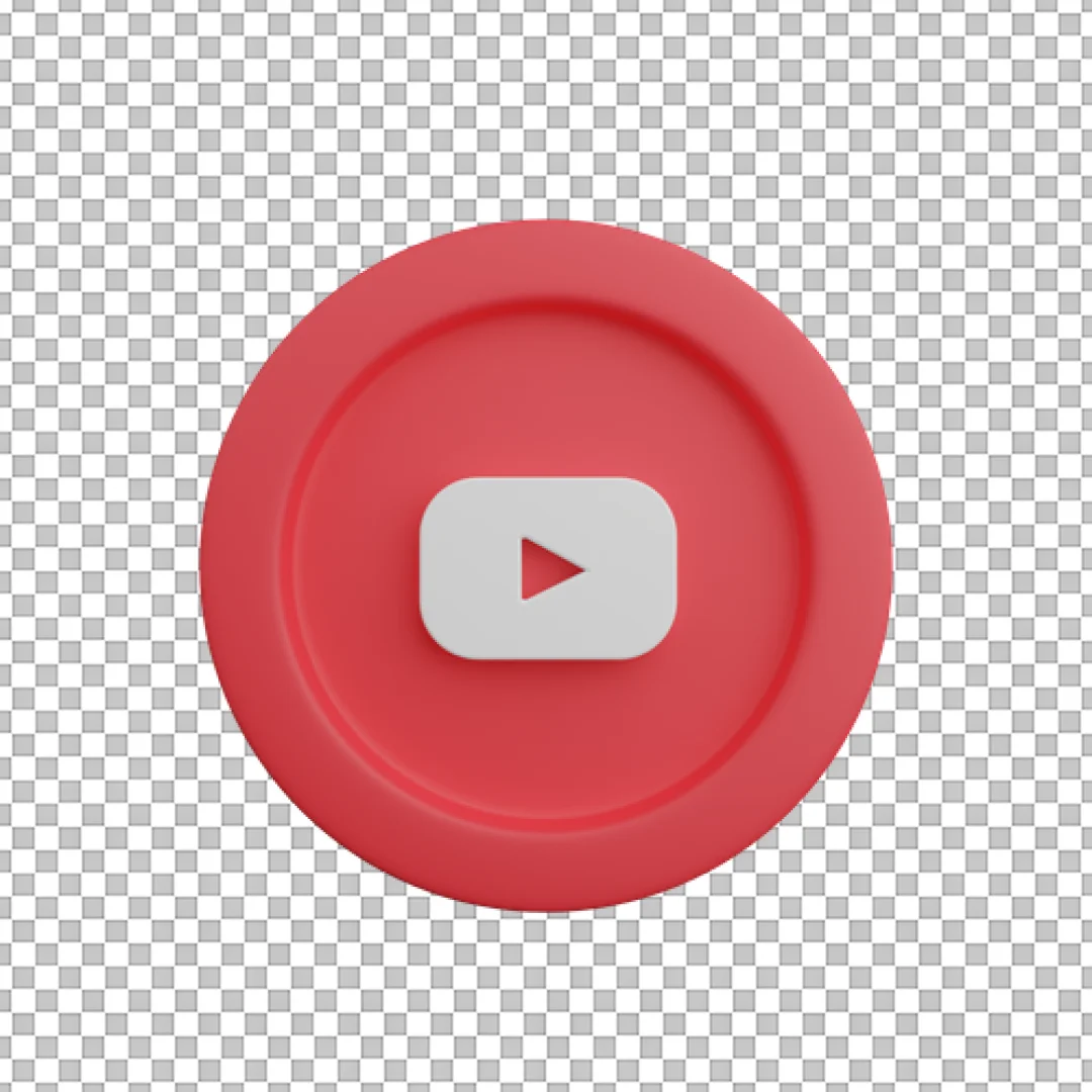 Red Circle White Button YouTube PNG