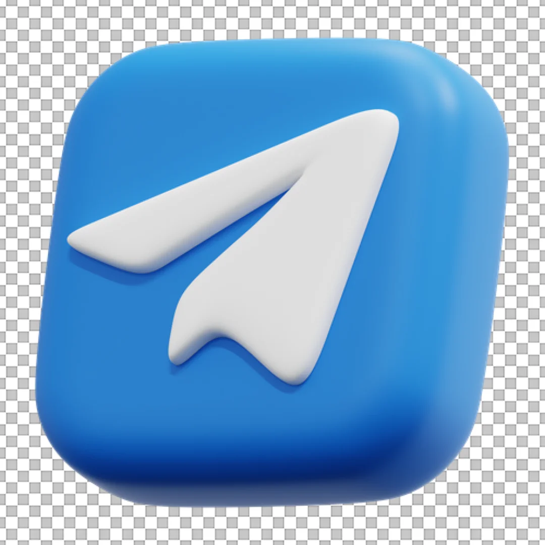 3D Blue Telegram Square PNG