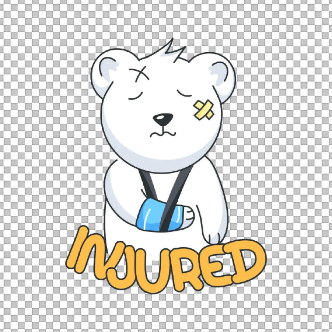 Injured Polar Bear with Cast Sticker PNG