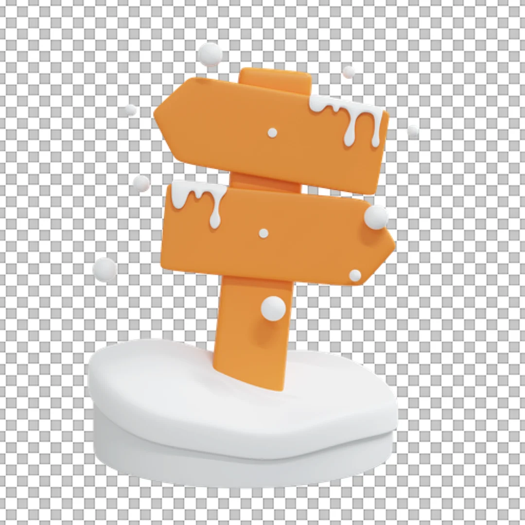 Blank Wooden Sign with Snow PNG