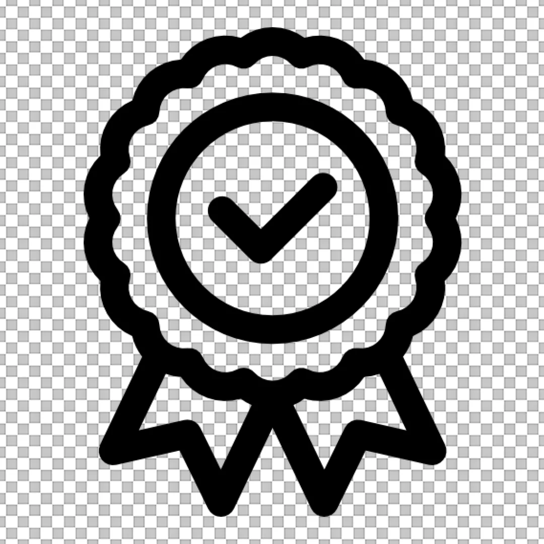 Verified Certification Award Badge Icon with Check Mark