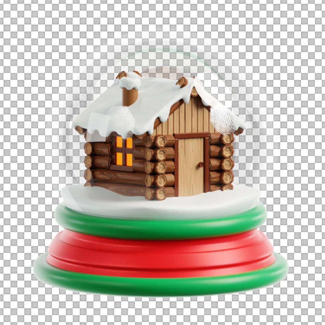 Log Cabin Snow Globe PNG