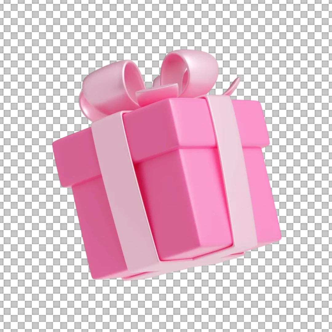 Pink 3D Gift Box With Bow PNG