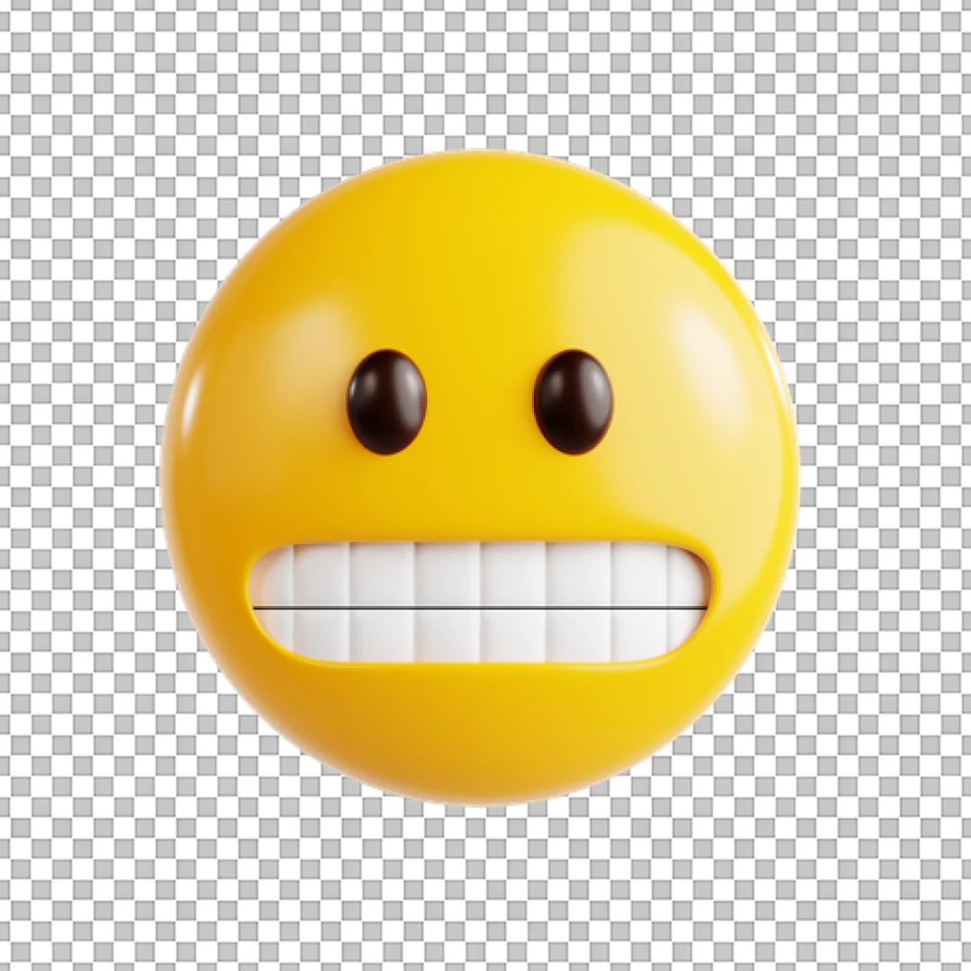 3D Grimacing Face Emoji Icon Render Showing Clenched Teeth