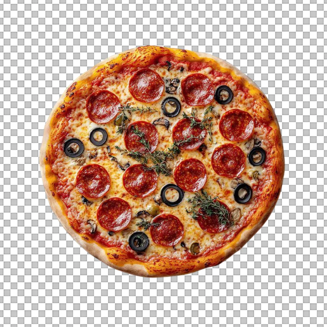 Pepperoni and Olive Pizza PNG