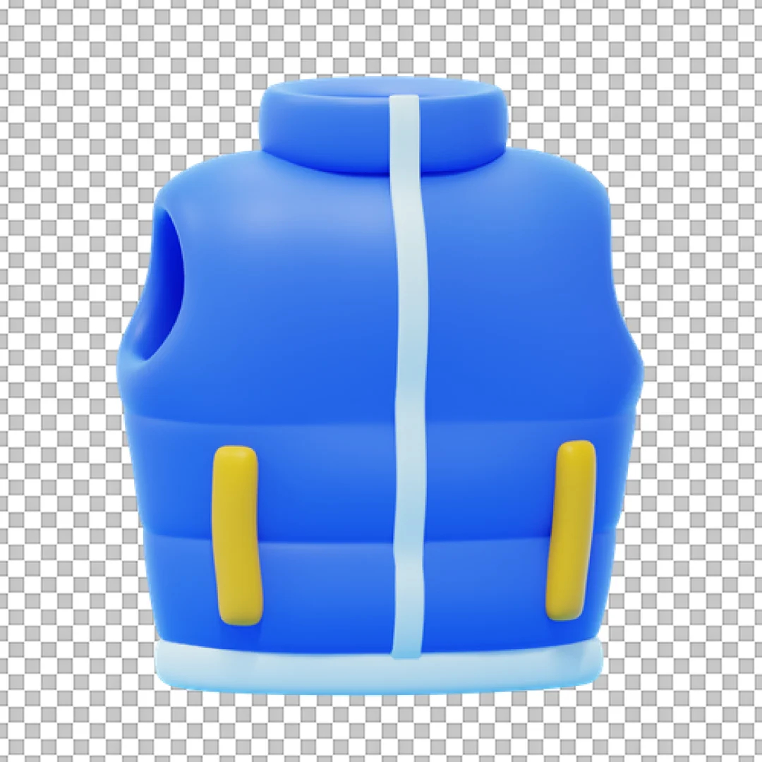 Blue Vest Yellow Pockets 3D PNG