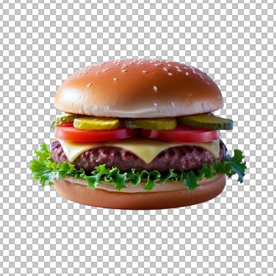 Hamburger with Pickles and Cheese PNG