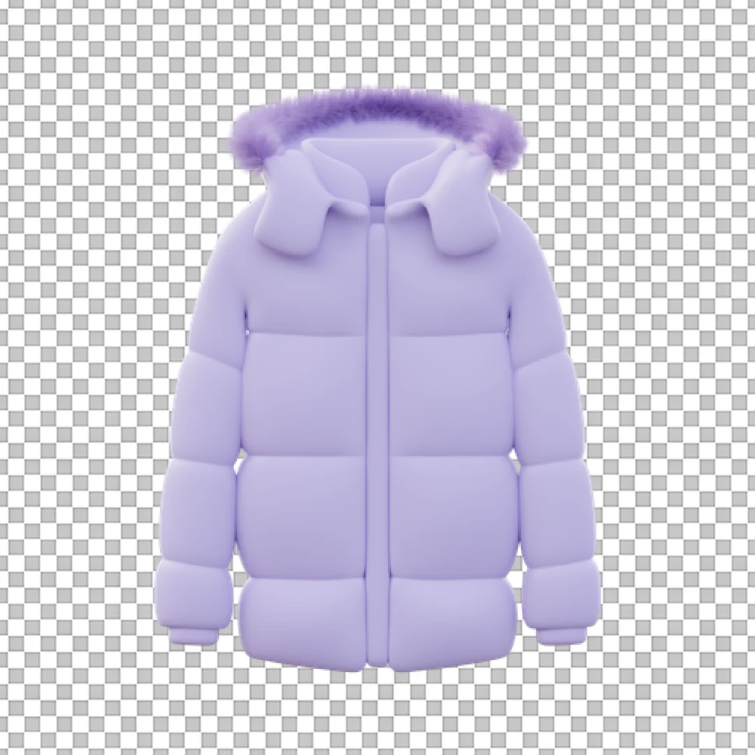 Lavender Puffer Jacket 3D PNG