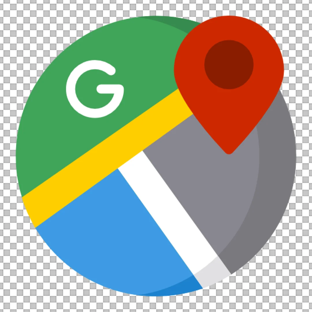 Flat Design Google Maps Icon with Location Pin Marker