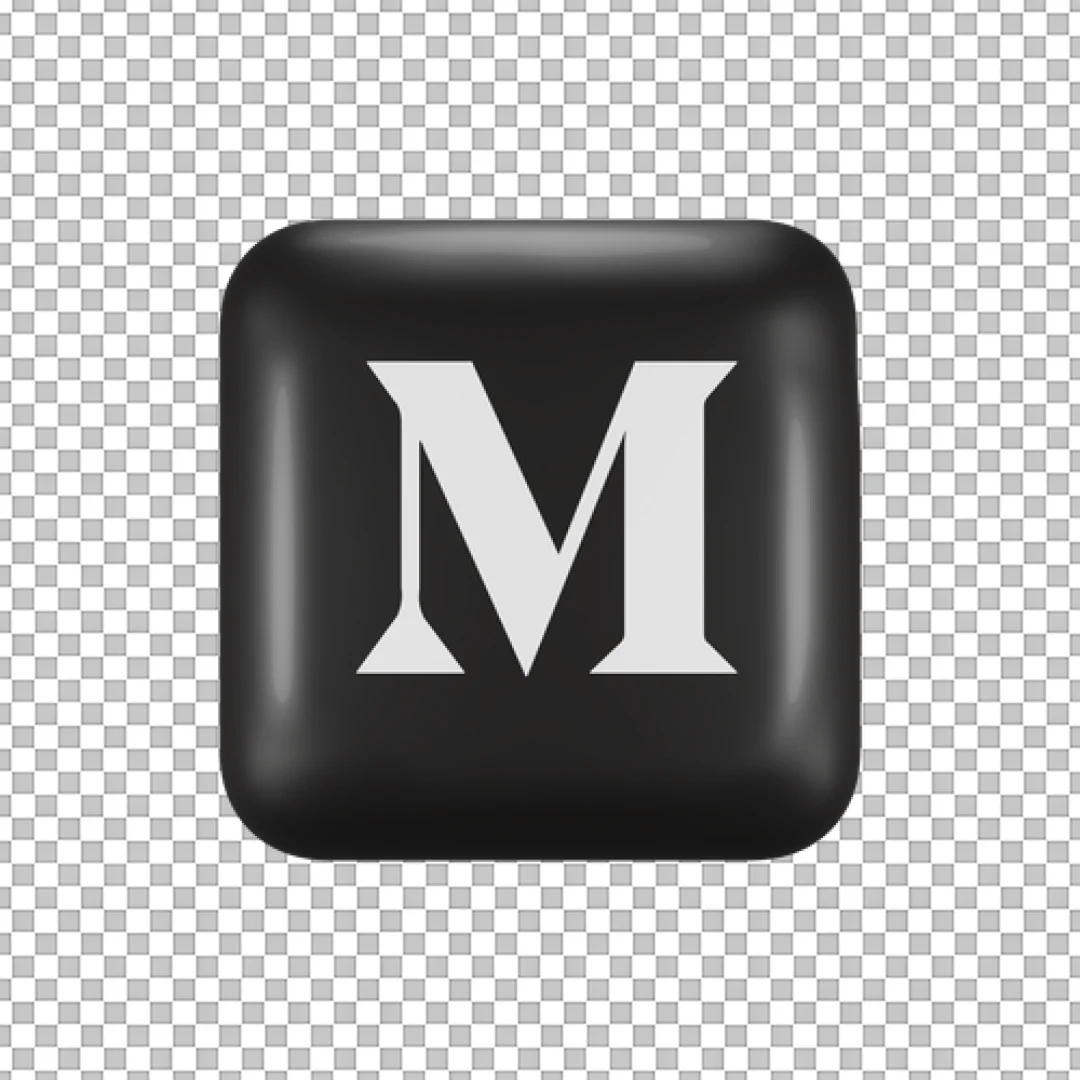 Medium Logo Black Square 3D Icon PNG