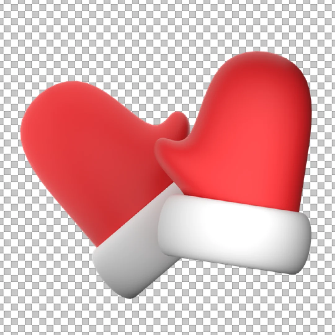 Red Simple Mittens 3D PNG