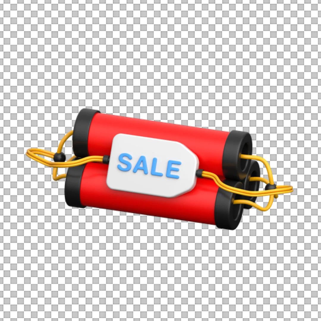 Explosive Sale 3D Icon: Dynamite Sticks with Price Tag