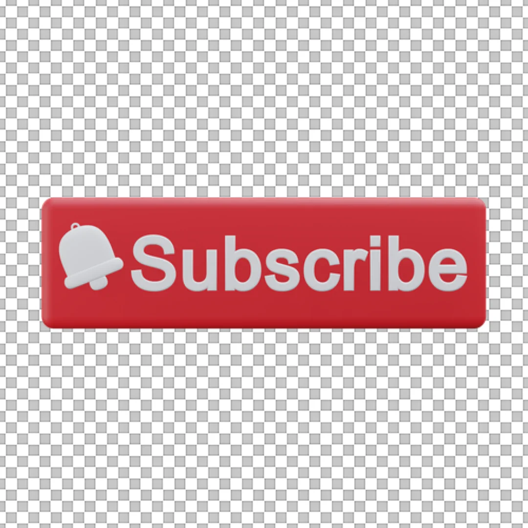 Blocky Red Subscribe Button With Bell PNG