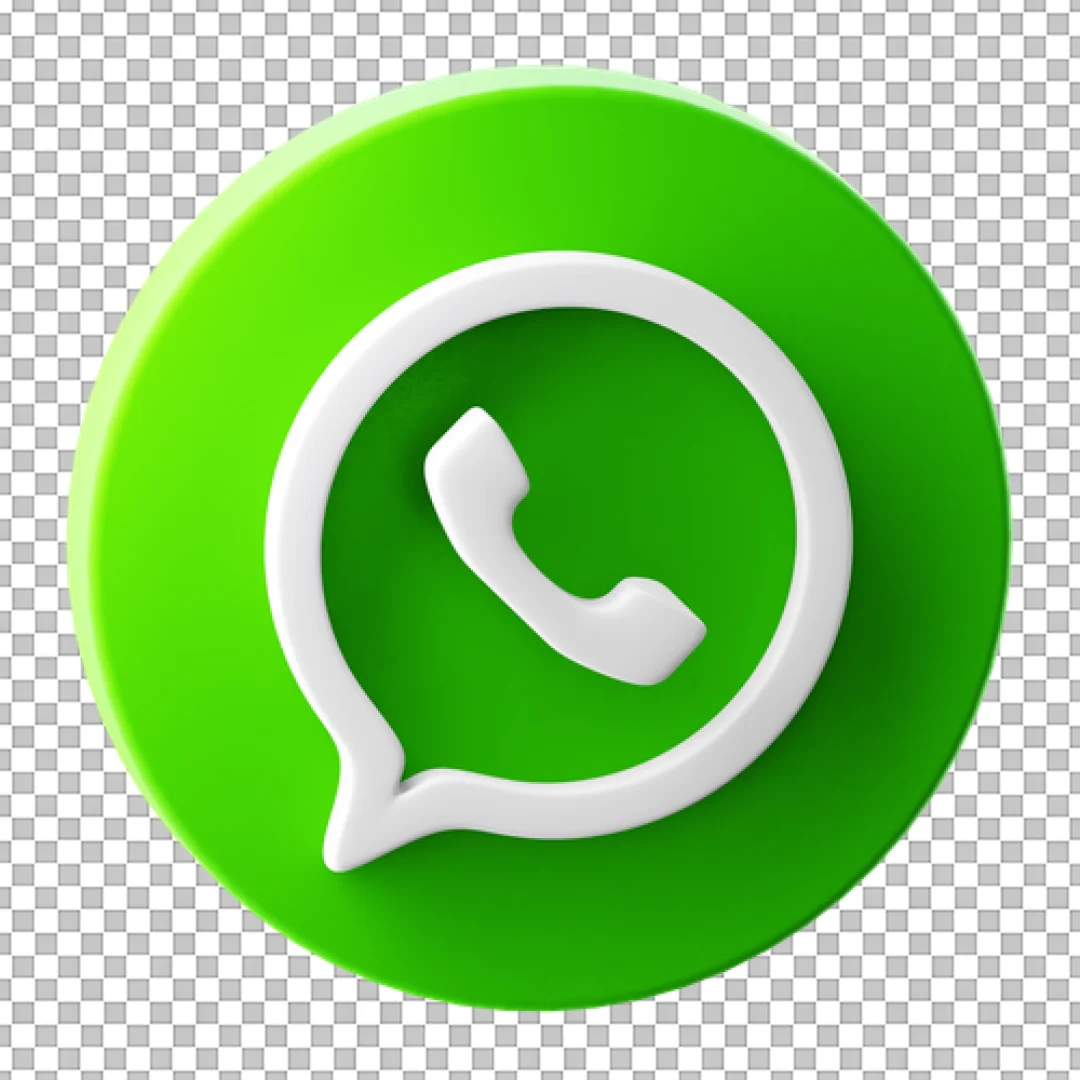 3D Green WhatsApp Circular Icon PNG