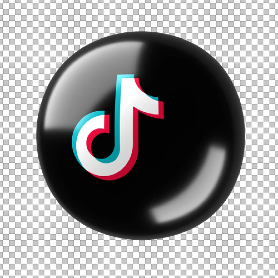 Glossy Black Sphere TikTok Icon PNG