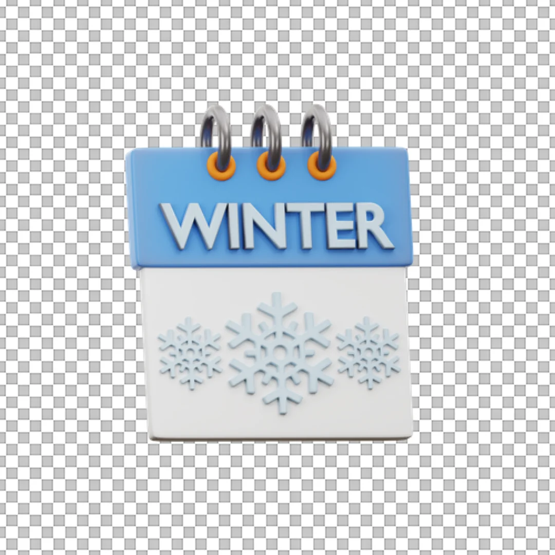 Winter Calendar Sign 3D Icon PNG