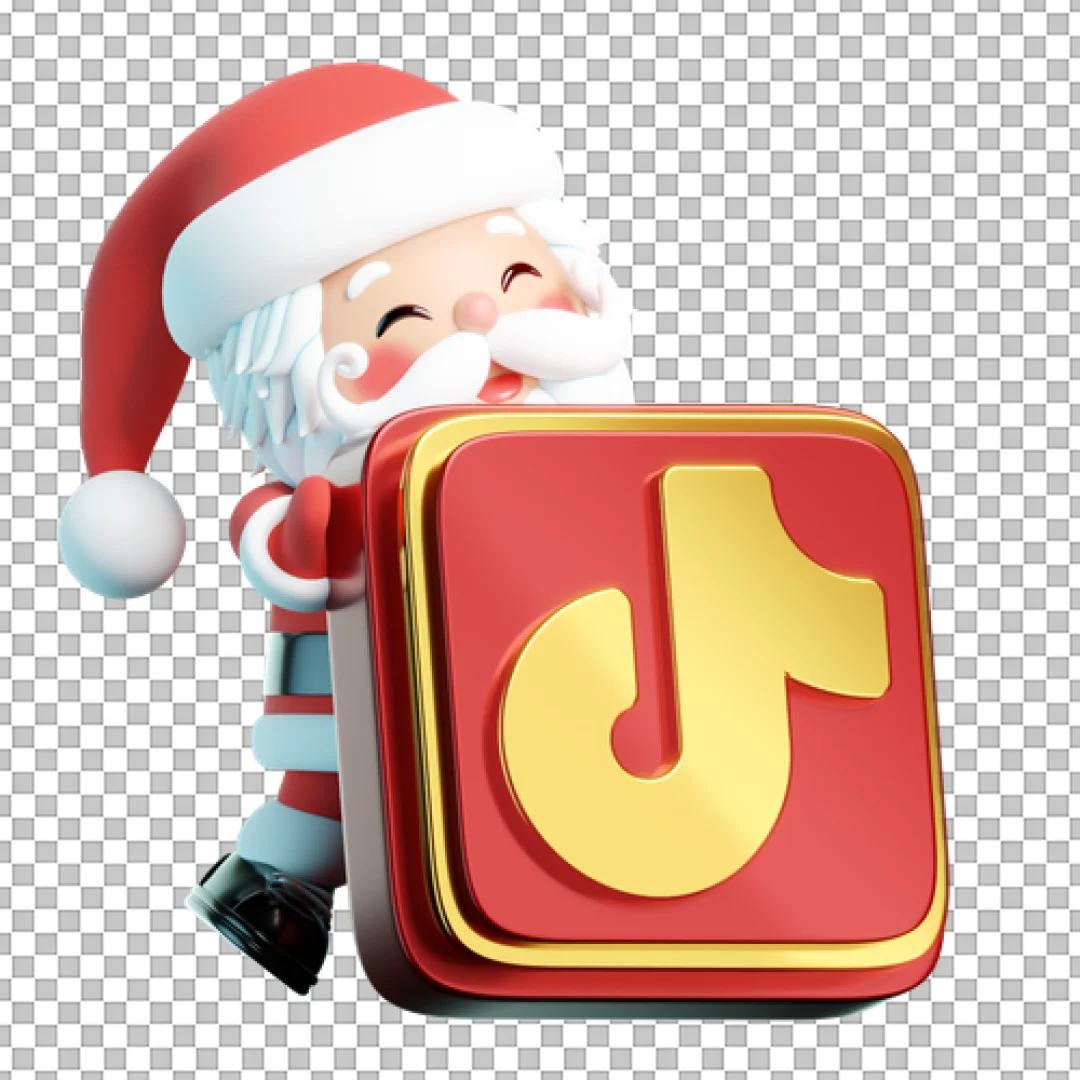 Santa Claus Holding Red TikTok Logo PNG